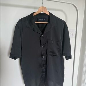 Abercrombie & Fitch Black Satin Button Down Shirt